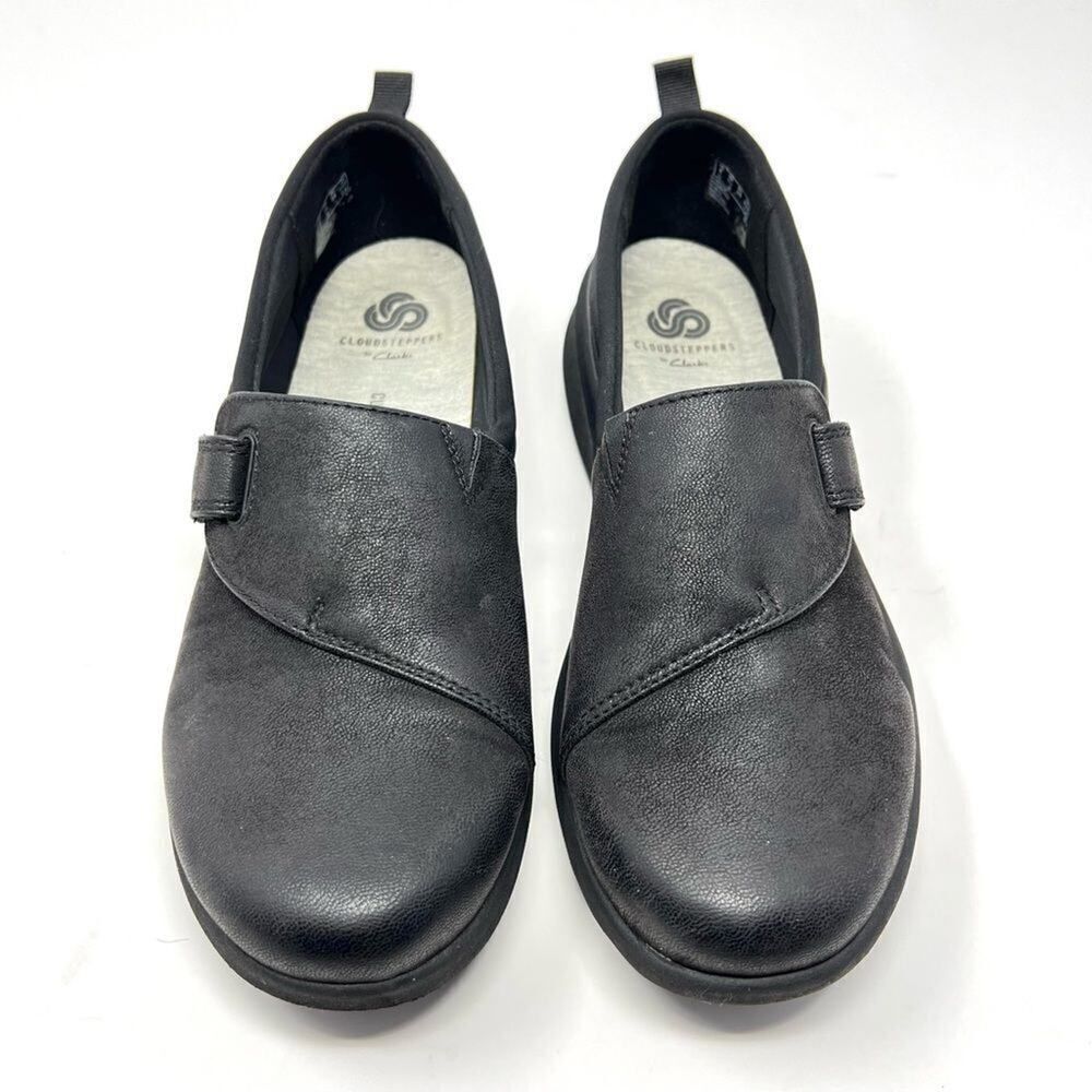 Clarks Cloudsteppers Black Sillian 2.0 Ease Adjustable Strap Slip On Shoes 7.5 - Picture 3 of 11